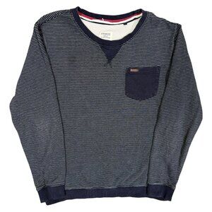 Lindbergh 1927 Striped Crewneck Sweatshirt Blue Pullover Medium